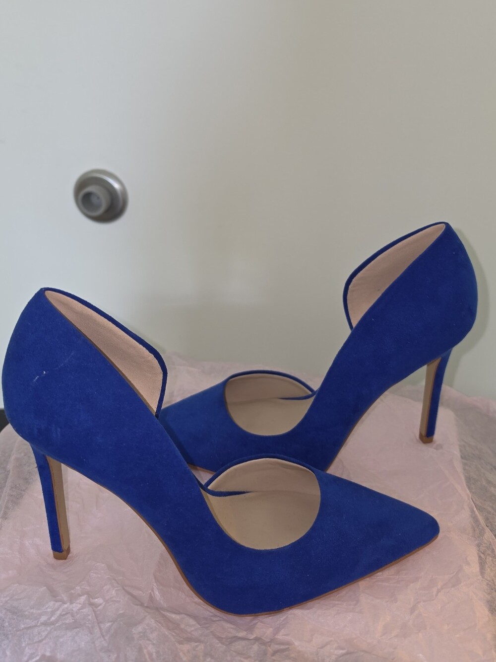 Women's Cobalt Blue Suede Pointed-Toe Stiletto Pumps